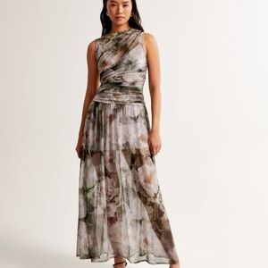 Abercrombie Mesh High-Neck Drop-Waist Maxi Dress